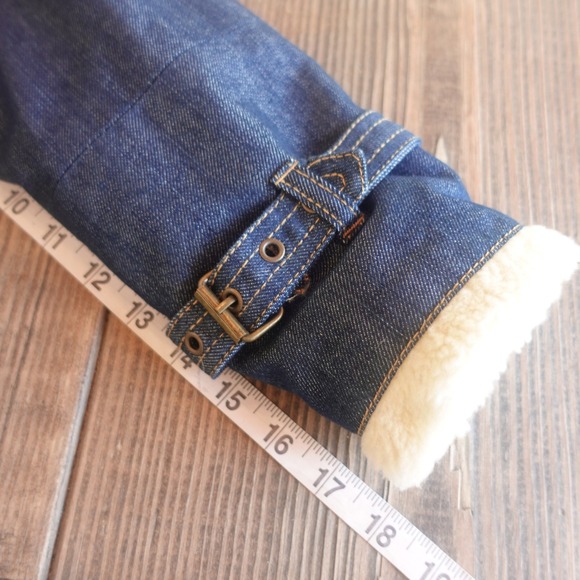 Vintage Y2K Forever 21 Denim Sherpa Lined Jean Jacket Womens Small Zip Up Retro - Picture 8 of 11